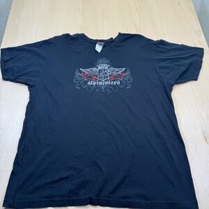 Alpinestars‎ Mens Black Graphic T Shirt XXL Short Sleeve Moto Racing